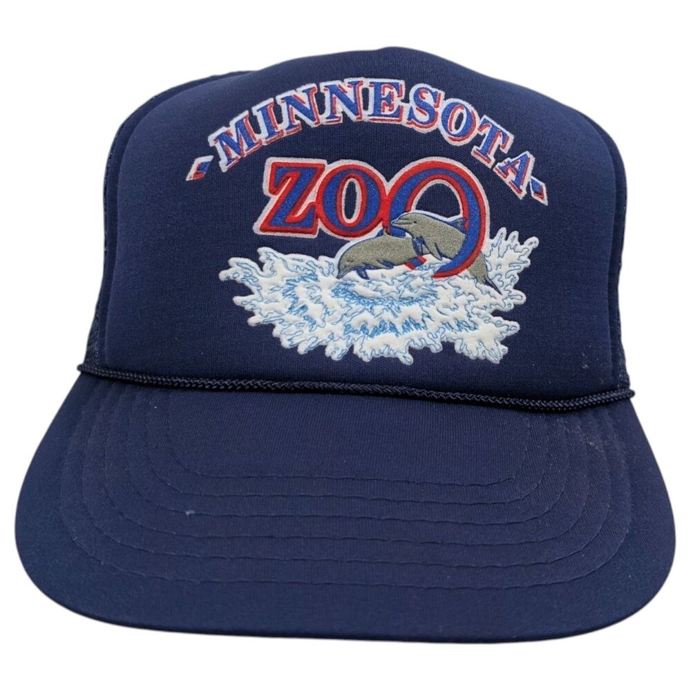 Vintage Minnesota MN Zoo Dolphin Hat Mesh Rope Snapback Blue OSFM - Picture 2 of 11